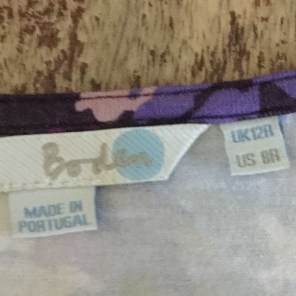 Boden Twist Front Jersey Dress Floral Purple - Sz 8R US, 12R UK - Picture 9 of 11